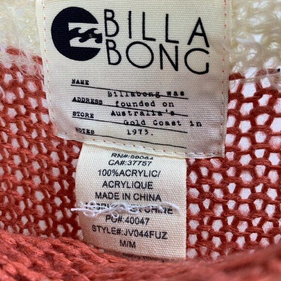 Billabong Striped Chenille Cozy Knit Crew Neck Sweater - Dusky Pink/Cream, Size - Picture 4 of 7